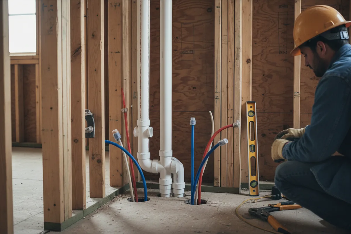 Drain and supply rough-in during Drain Cleaning in Corrales